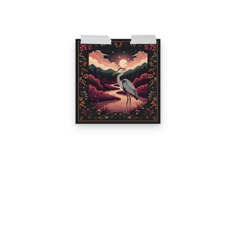 Moonlit Heron 
 Poster | 10″x 10″