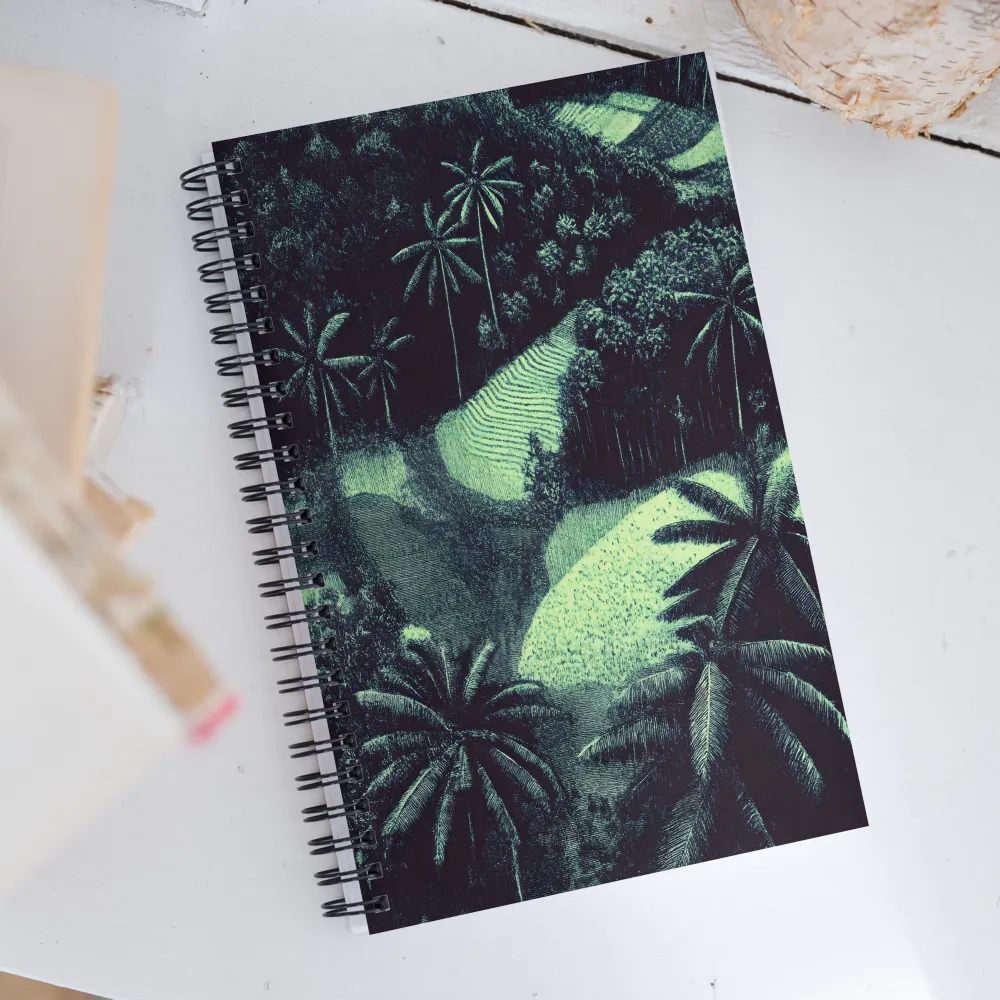 Harmony in Green: A Surreal Landscape | Spiral Notebook