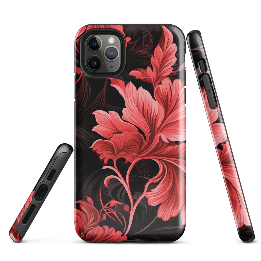 Tropical Elegance in Red | Phone Case |  11 Pro Max | Tough Case | Glossy