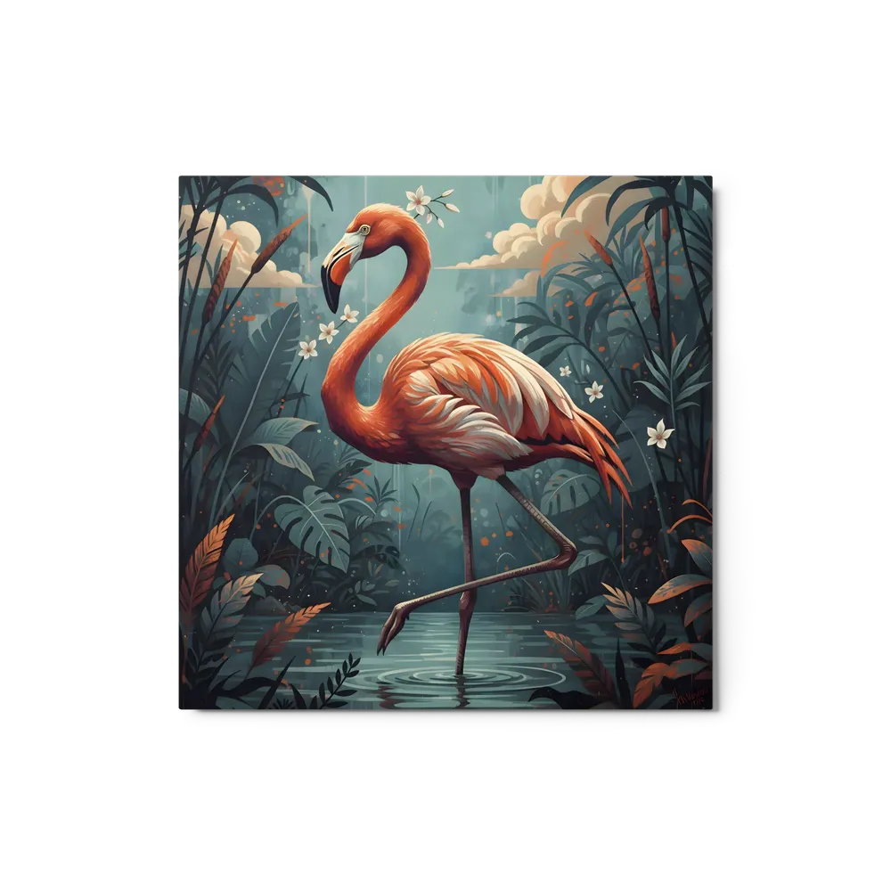 Twilight Flamingo 
 Metal Print | 12″x 12″