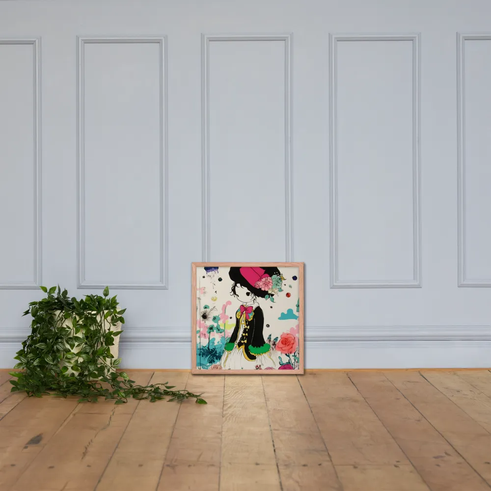 Whimsical Garden Reverie | Poster with Red oak Frame | 18″×18″