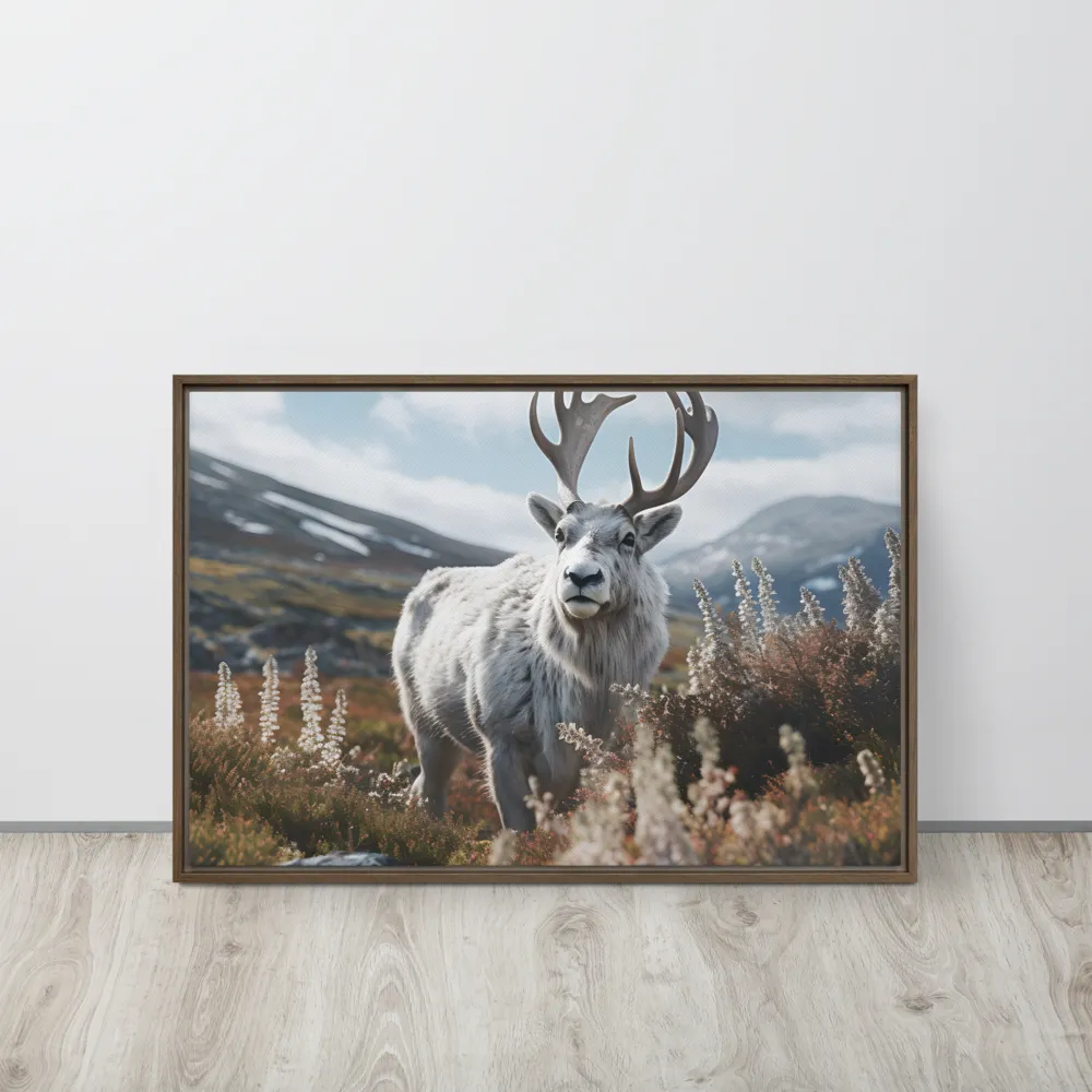 Majestic Harmony: The Reindeer in Nature | Canvas with Brown Frame | 20″×30″