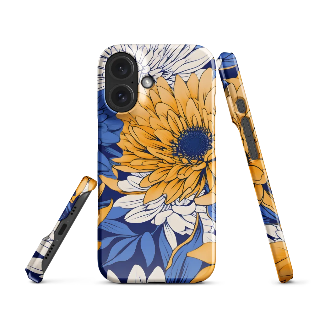 Floral Harmony in Blue and Yellow | Phone Case |  16 | Snap Case | Glossy