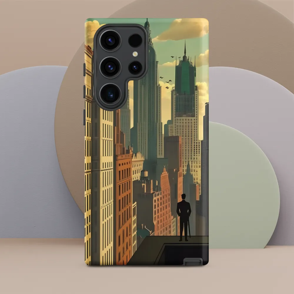 Urban Dreams: A Silhouette in Art Deco Cityscape