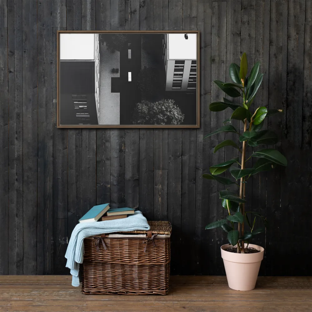 Urban Serenity from Above | Canvas with Brown Frame | 24″×36″