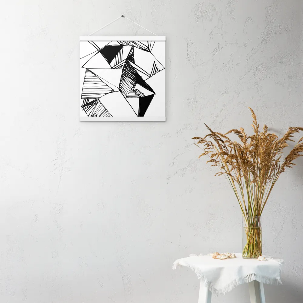 Dynamic Geometry in Ink | Poster With White Wood Hanger | 16″×16″