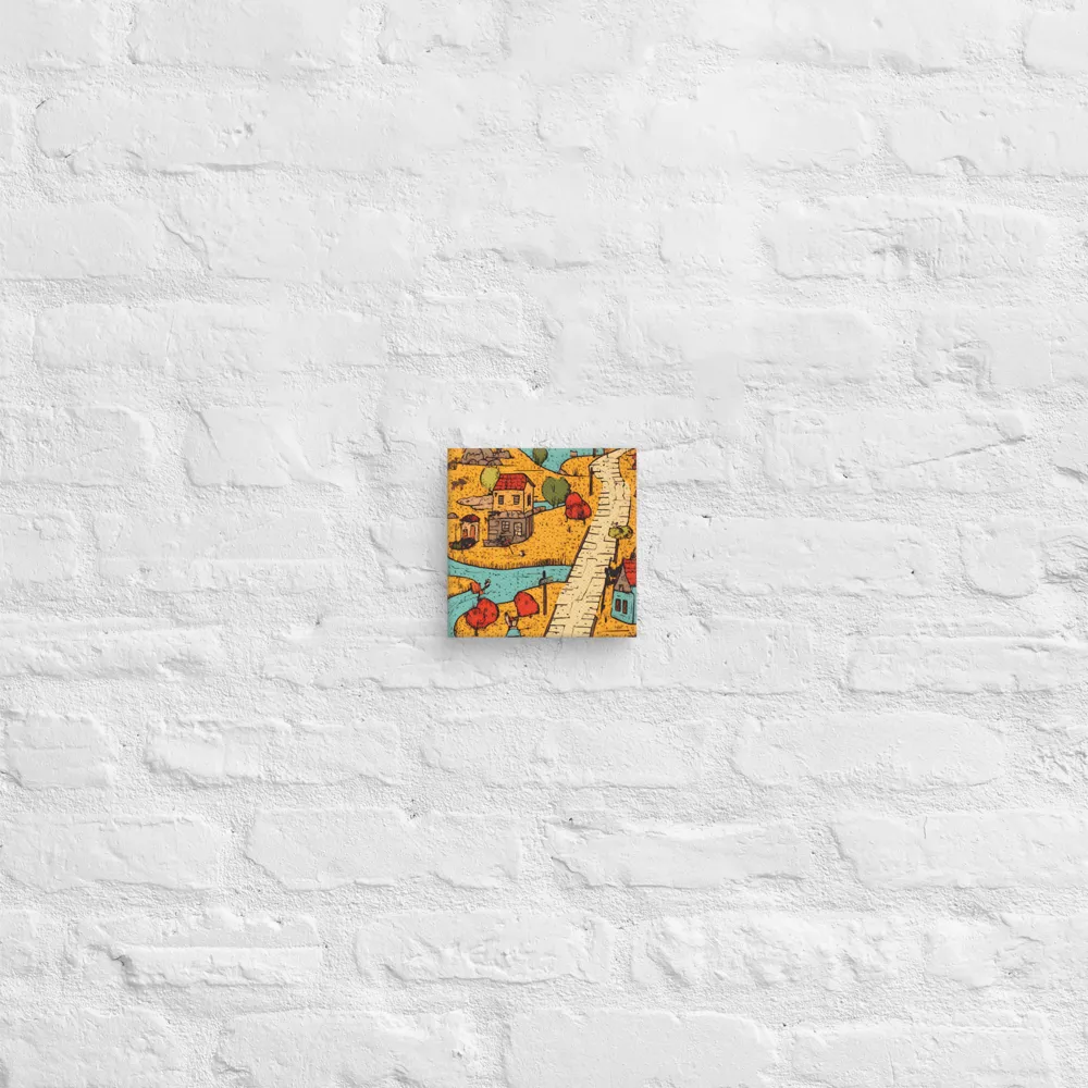 Whimsical Village Landscape | Canvas | 6″×6″