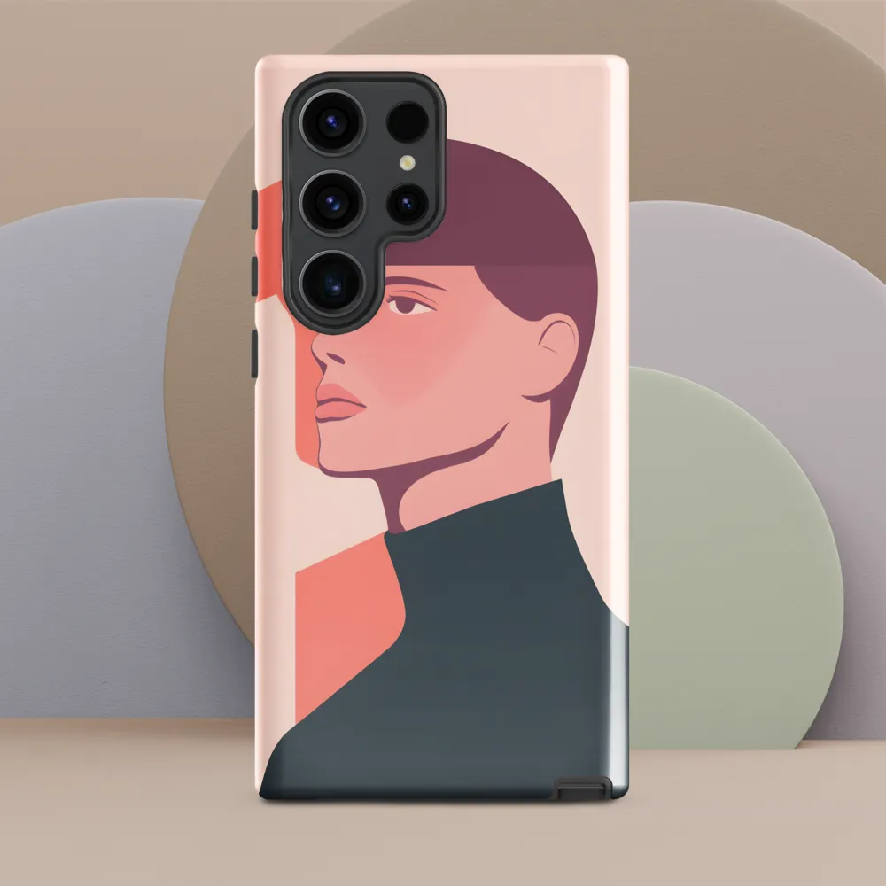 Contemplative Portrait in Minimalism | Phone Case |  S23 Ultra | Tough Case | Glossy