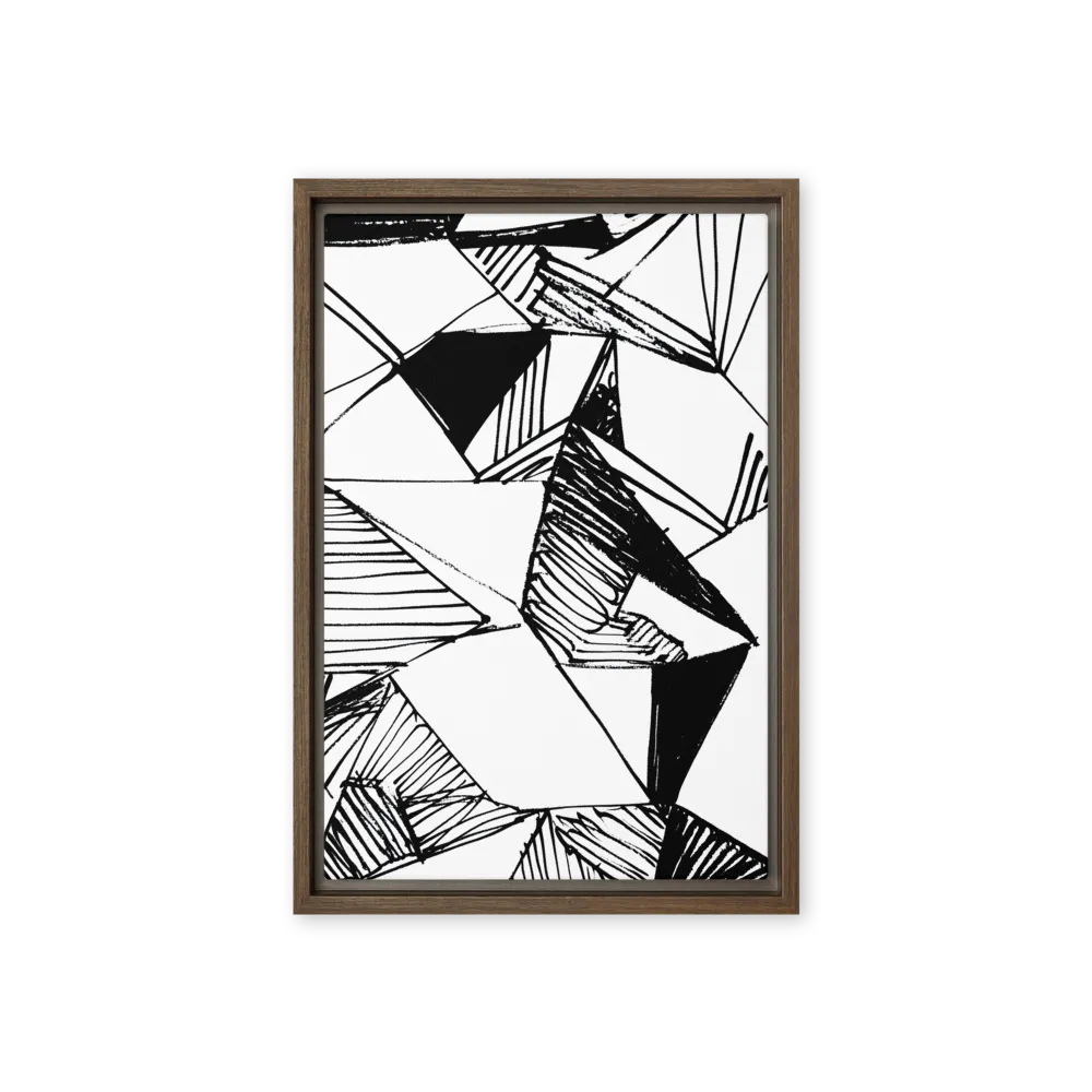Dynamic Geometry in Ink | Canvas with Brown Frame | 12″×18″
