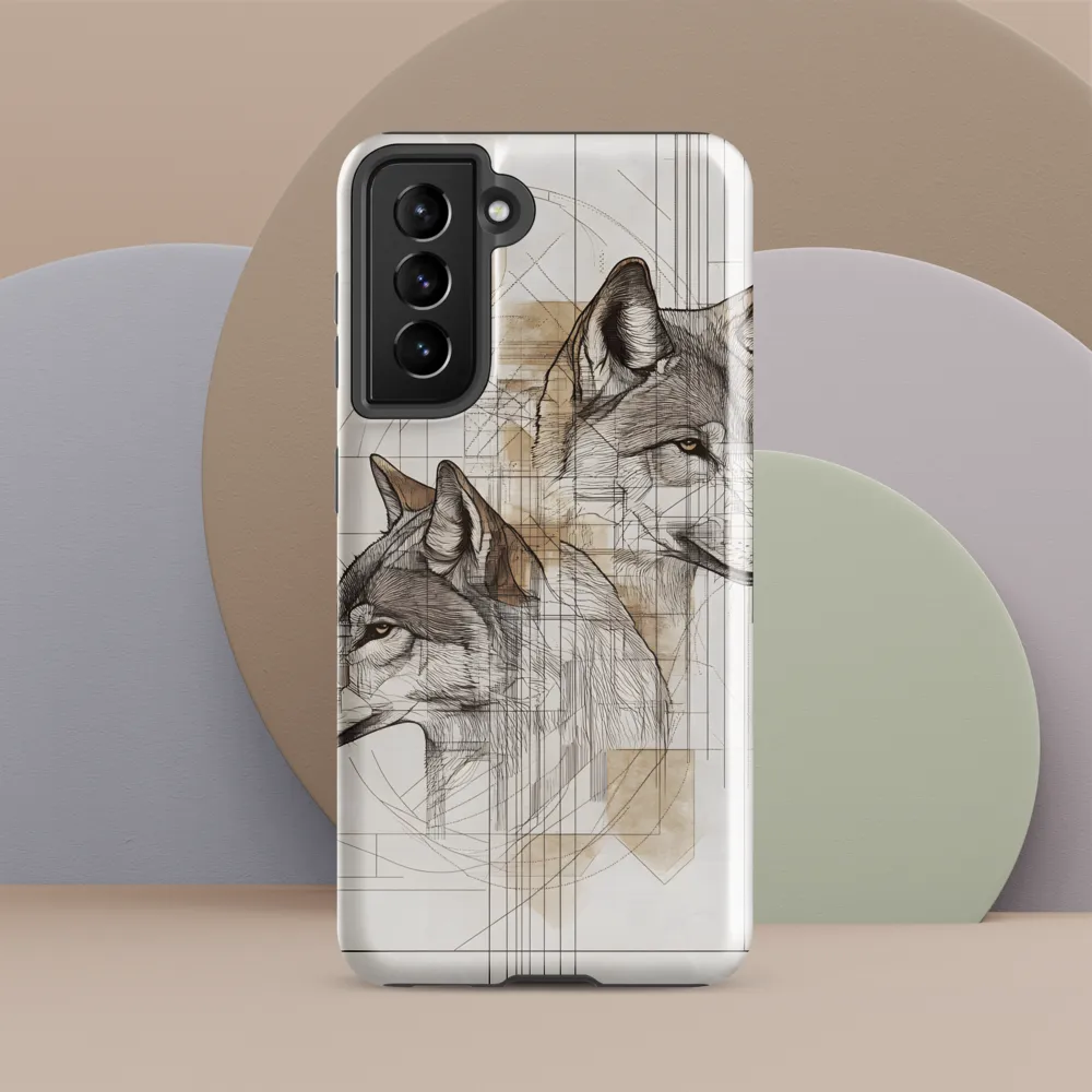 Geometric Harmony: The Essence of Wolves | Phone Case |  S21 | Tough Case | Glossy