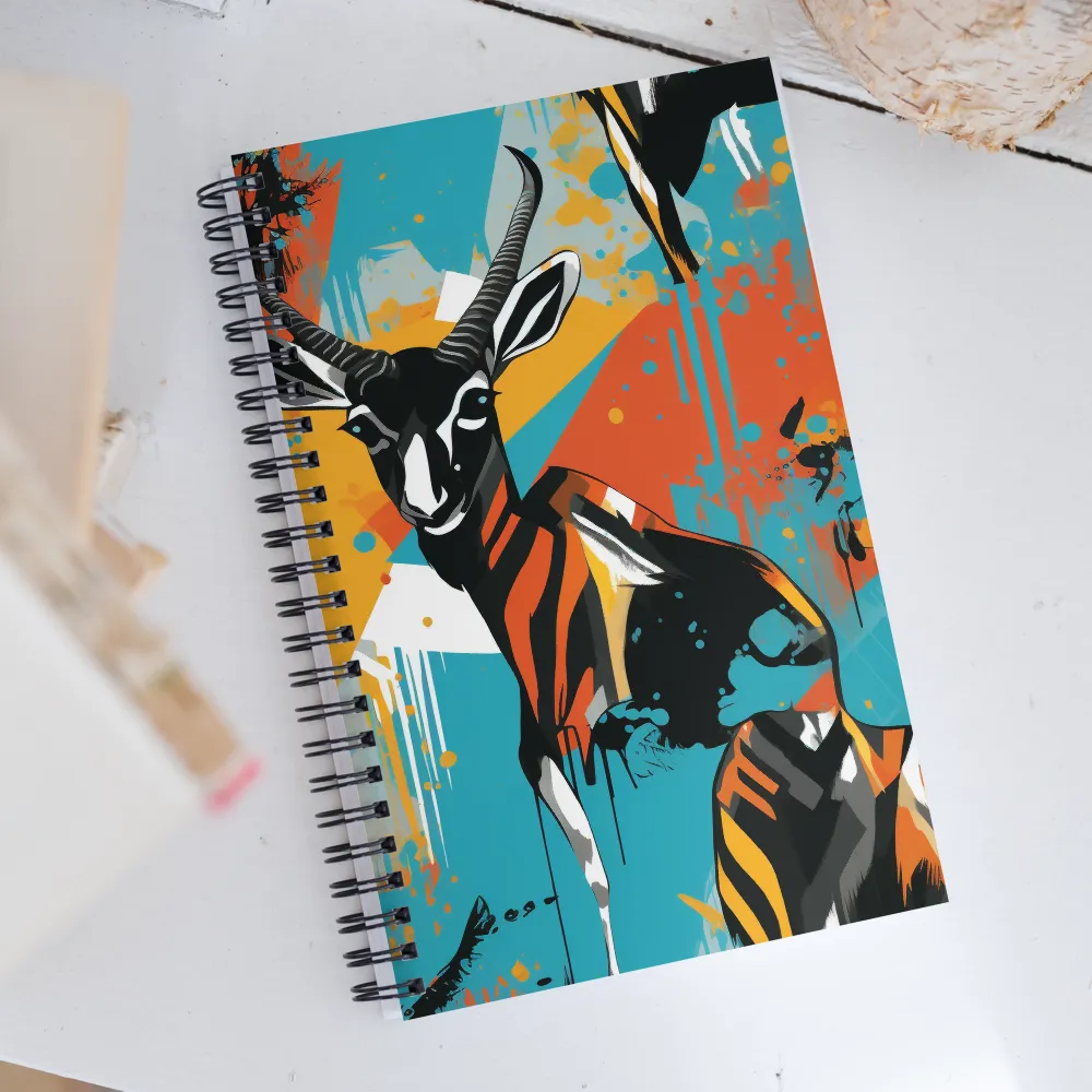 Dynamic Antelope in Vivid Abstract | Spiral Notebook