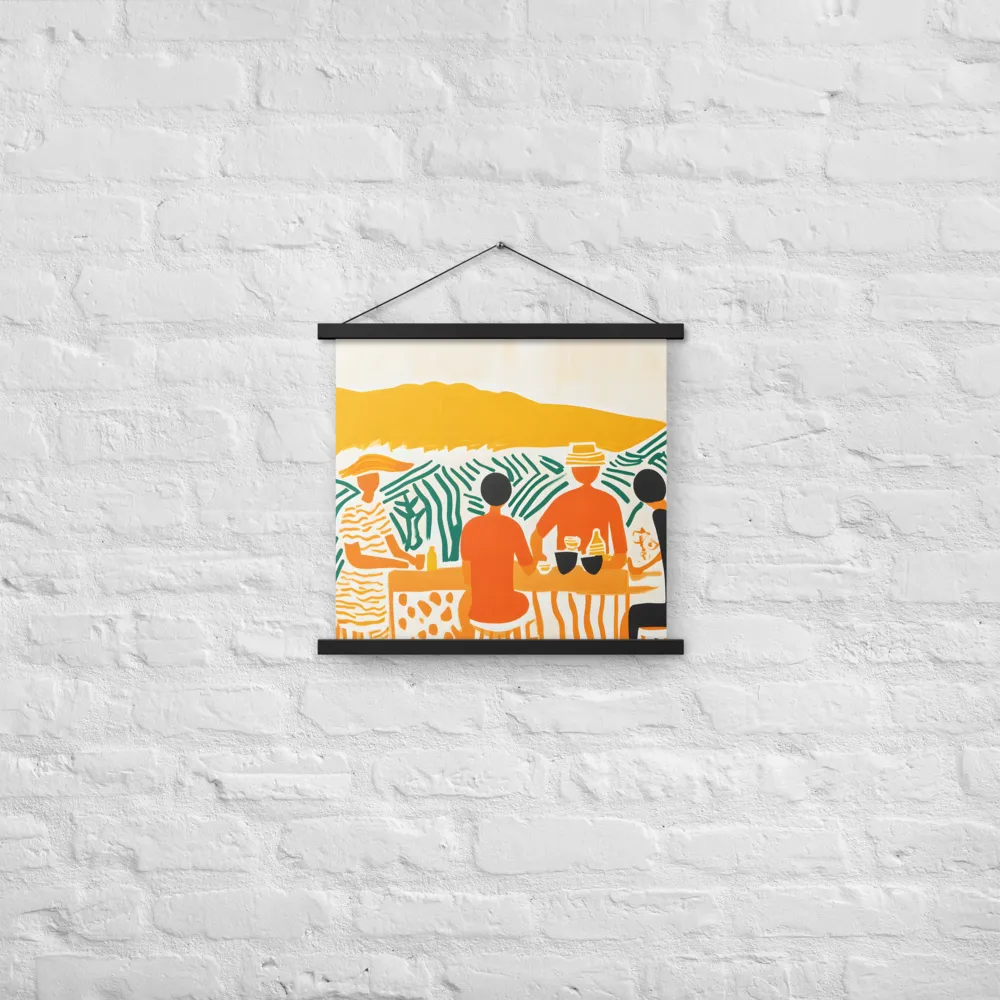Summer Vibes: Café Conversations | Poster With Black Wood Hanger | 18″×18″