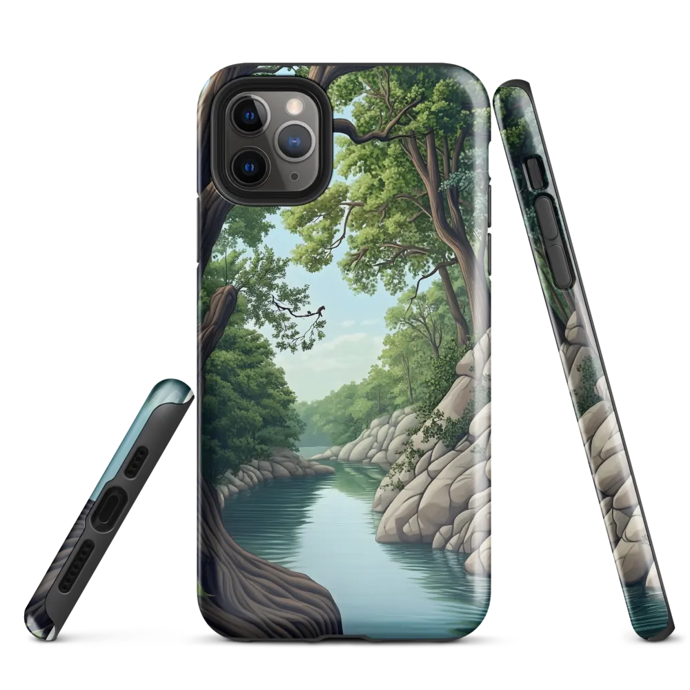 Tranquil Reflections: A Serene River Landscape | Phone Case |  11 Pro Max | Tough Case | Glossy