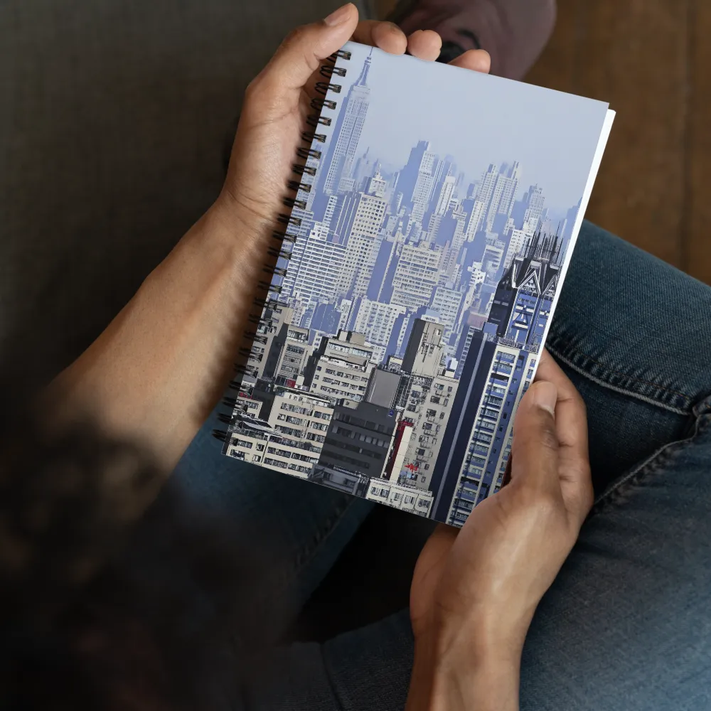 Urban Symphony: A Cityscape in Blues and Grays | Spiral Notebook