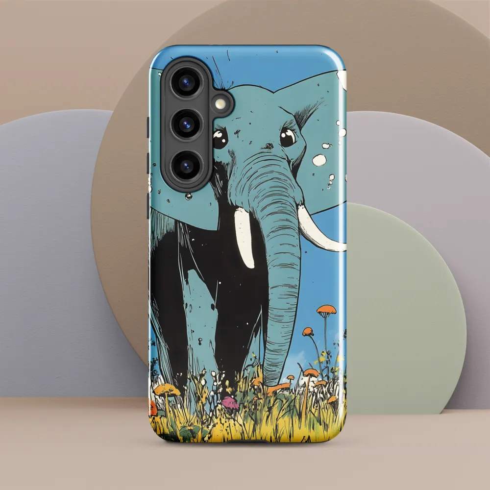 Whimsical Blue Elephant in Bloom
