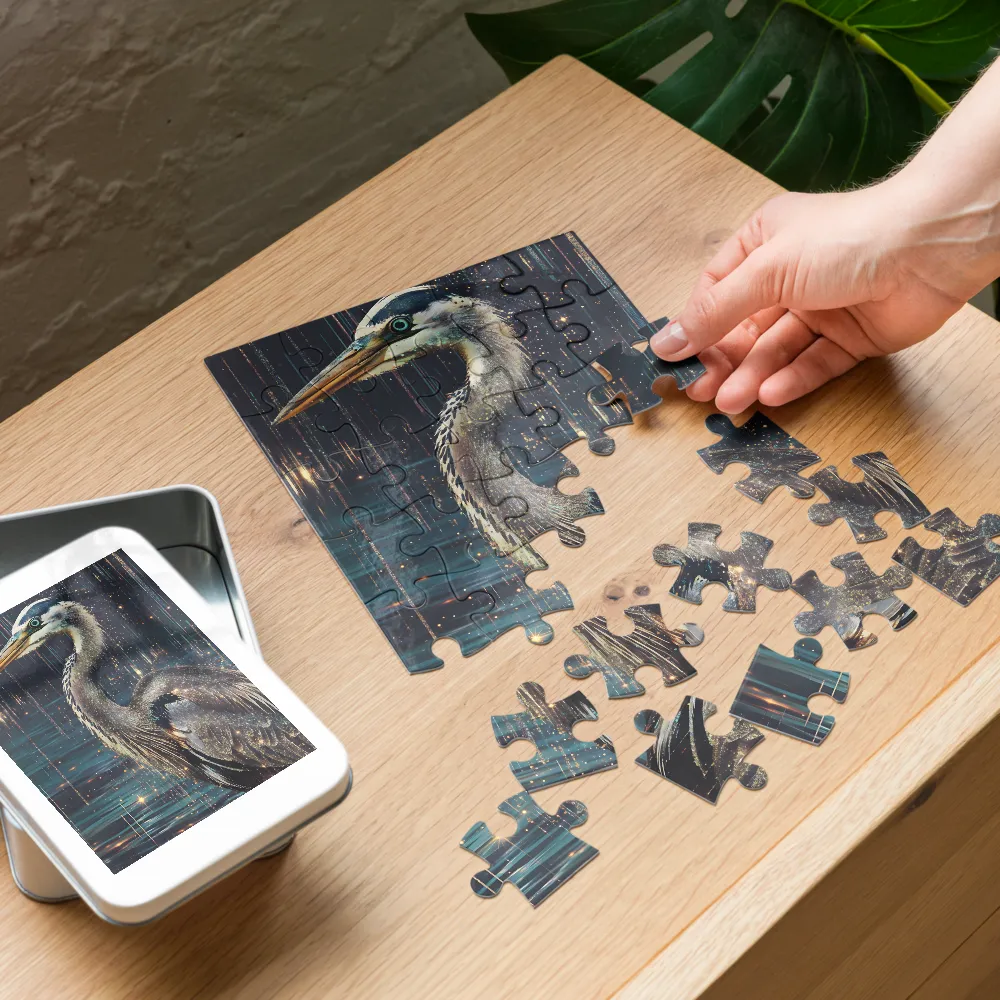 Starlit Heron 
 Jigsaw Puzzle in Tin Box
