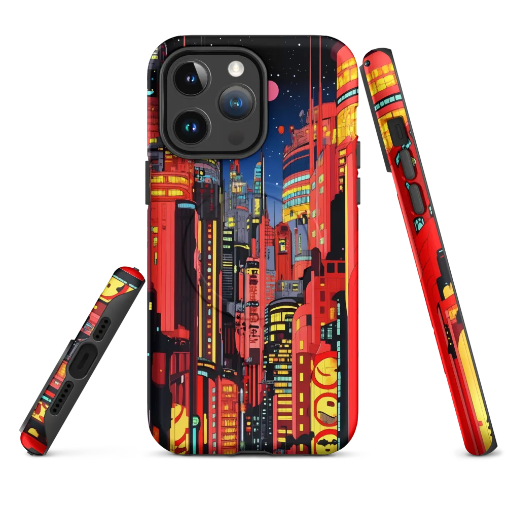 Neon Dreams: A Cyberpunk Cityscape | Phone Case |  14 Pro Max | MagSafe® Tough Case | Matte