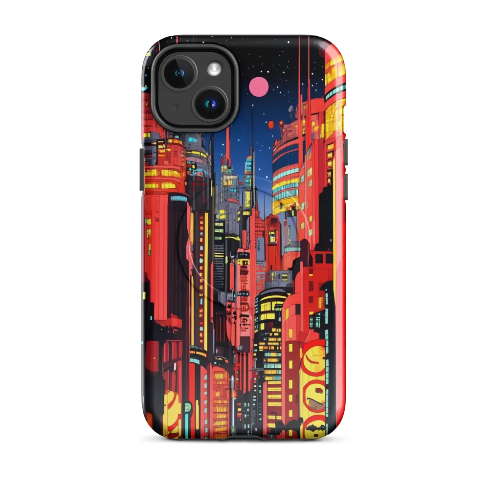 Neon Dreams: A Cyberpunk Cityscape | Phone Case |  14 Plus | MagSafe® Tough Case | Glossy