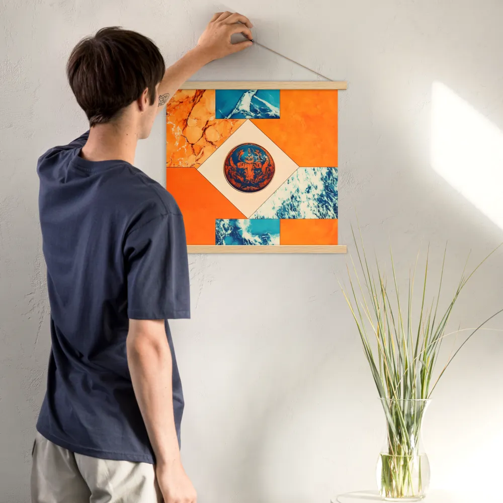 Harmonious Encounters: Abstract Geometry | Poster With Oak Wood Hanger | 18″×18″