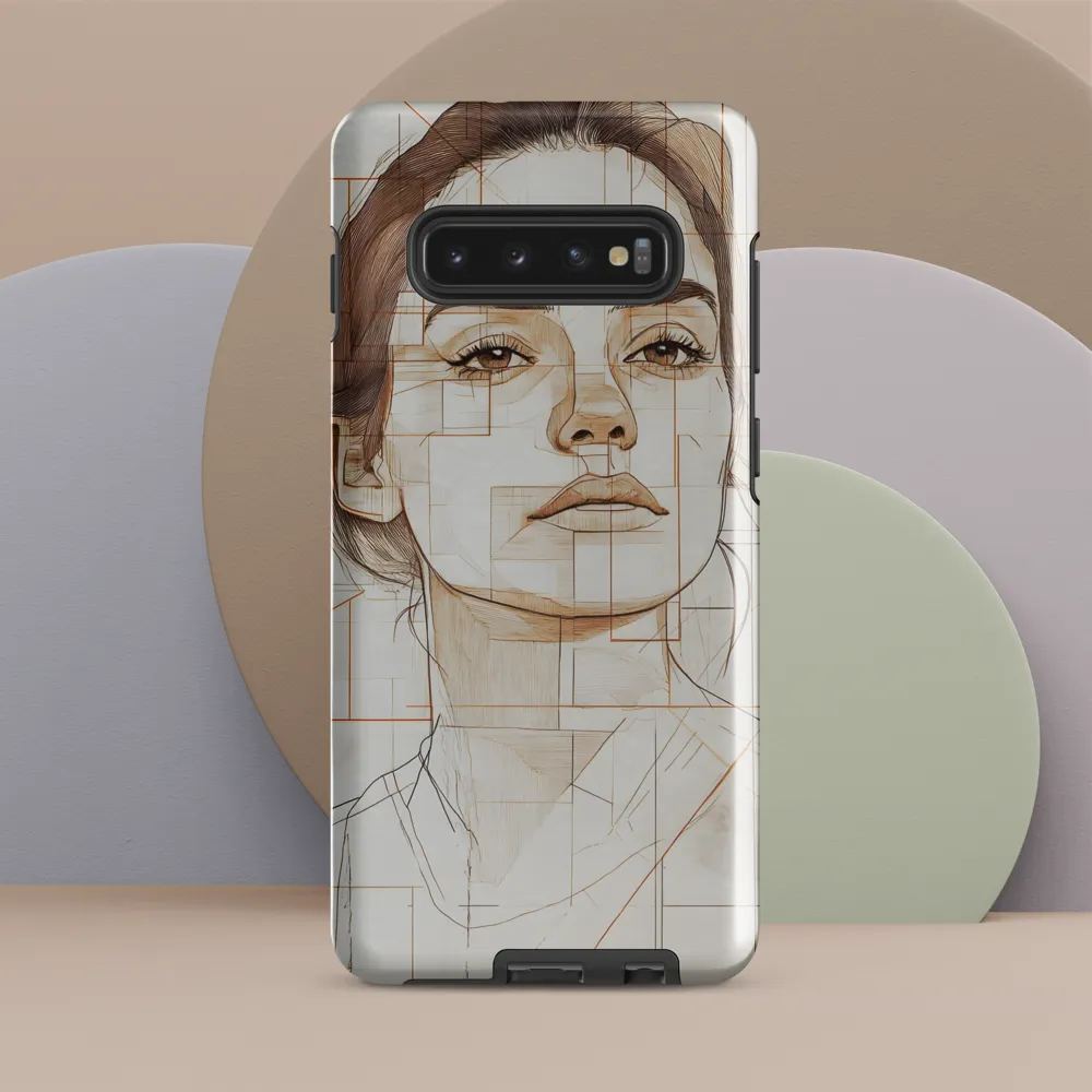 Geometric Serenity: A Minimalist Portrait | Phone Case |  S10 Plus | Tough Case | Glossy