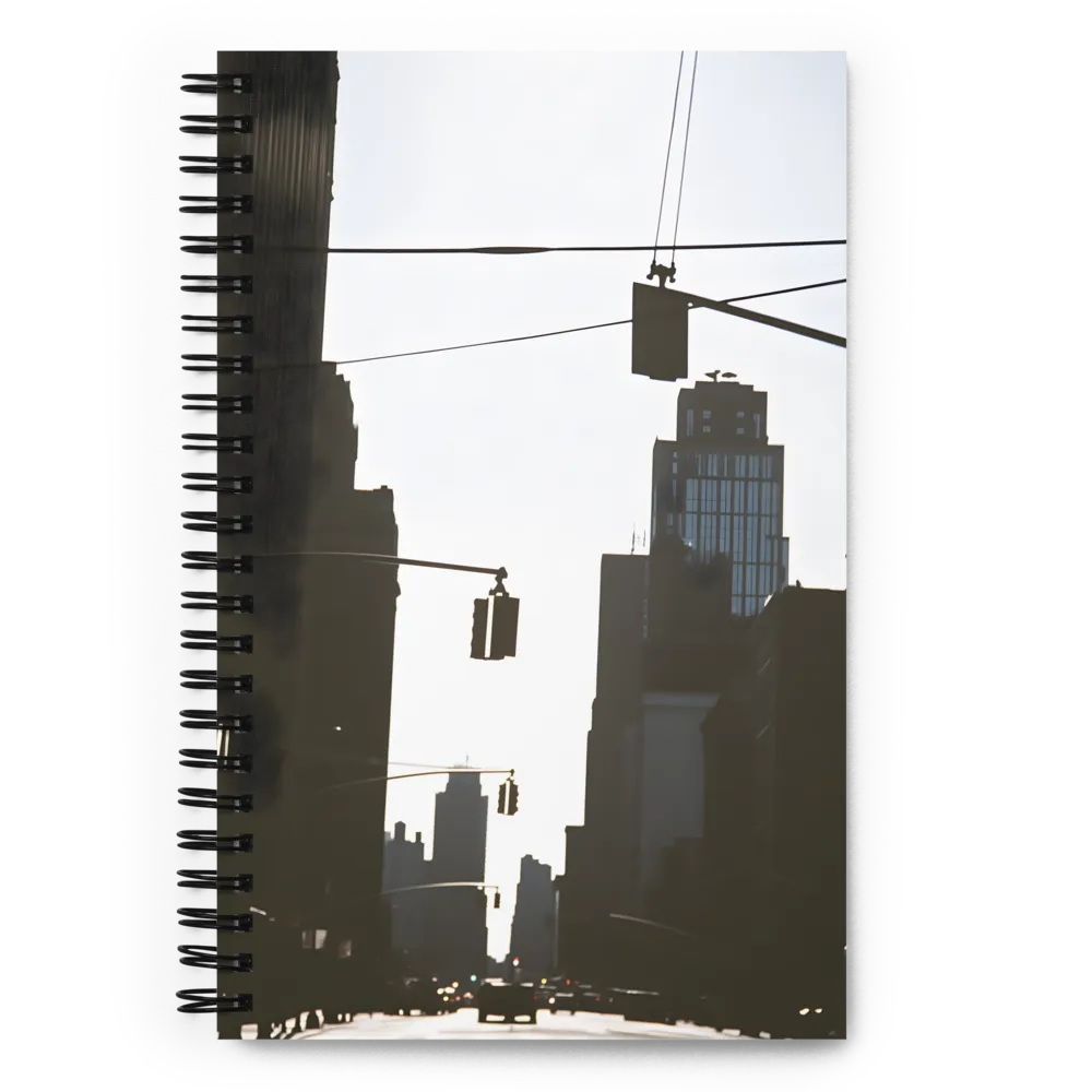 Silhouetted Serenity in Urban Light | Spiral Notebook