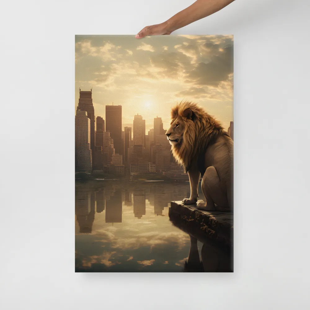 The Lion's Gaze Over the Urban Symphony