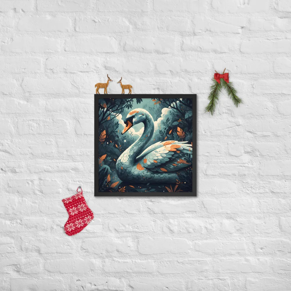Grove Swan 
 Poster with Black Frame | 18″x 18″