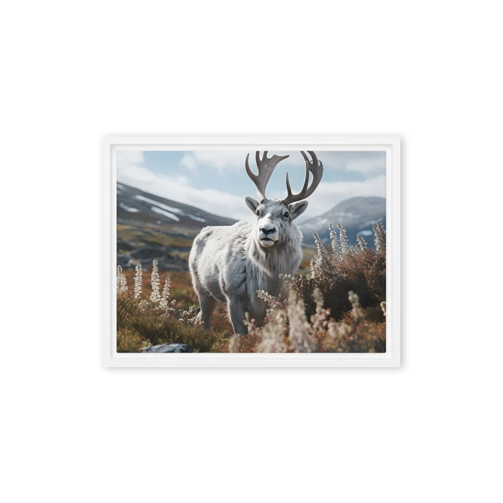 Majestic Harmony: The Reindeer in Nature | Canvas with White Frame | 12″×16″