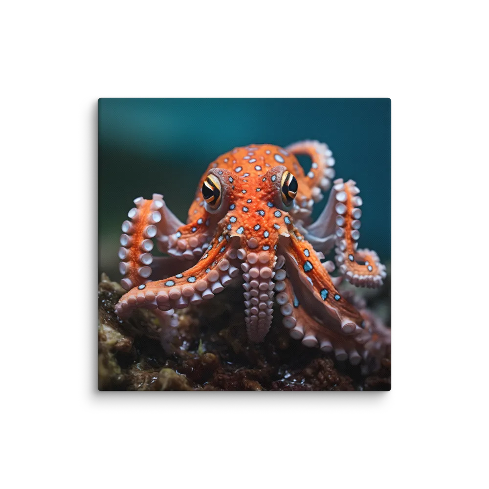 Curiosity of the Deep: The Orange Octopus | Canvas | 30″×30″