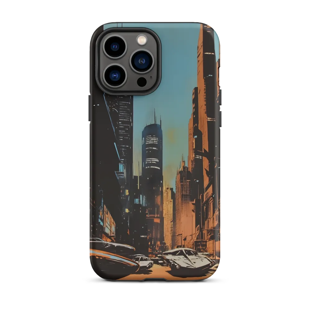 Futuristic Cityscape in Blue and Orange