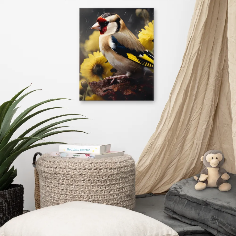Harmony in Nature: A Goldfinch Amidst Blooms