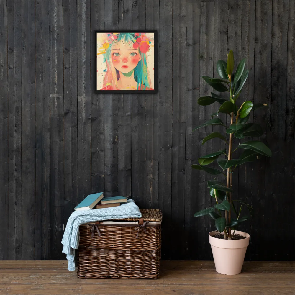Whimsical Blossom | Canvas with Black Frame | 16″×16″