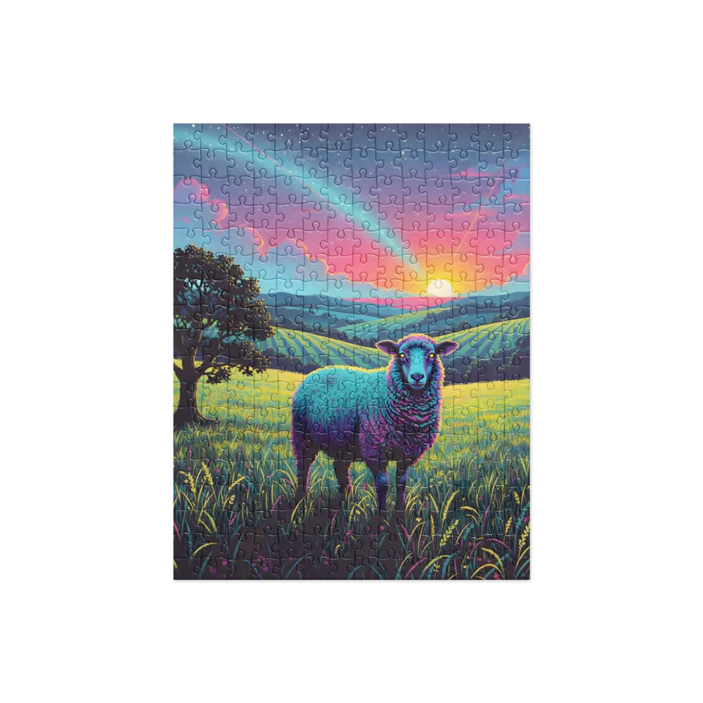 Neon Sheep at Sunset 
 Jigsaw Puzzle