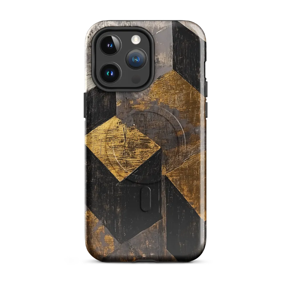 Geometric Harmony in Gold and Black | Phone Case |  14 Pro Max | MagSafe® Tough Case | Glossy