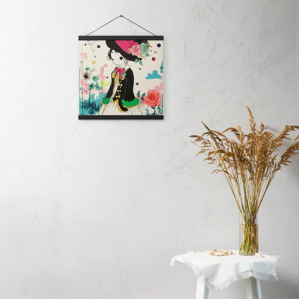 Whimsical Garden Reverie | Poster With Black Wood Hanger | 16″×16″