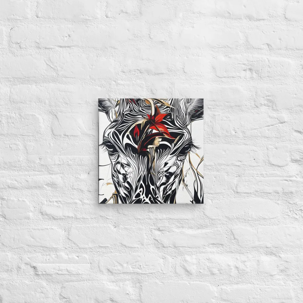 Floral Elegance: The Giraffe's Portrait | Canvas | 12″×12″