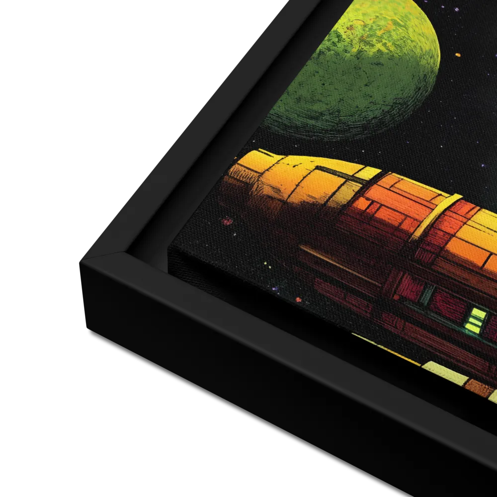 Cosmic Cityscape | Canvas with Black Frame | 16″×16″