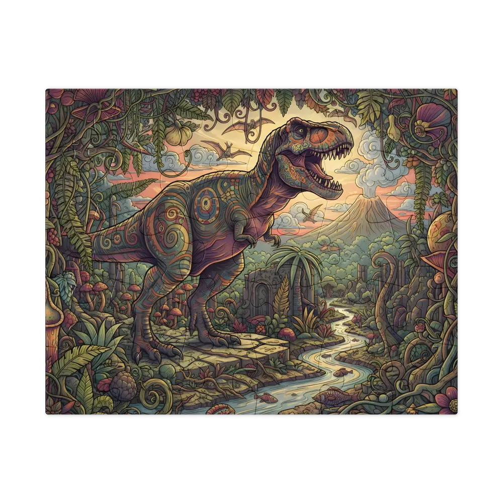 Vinebound Tyrannosaurus 
 Jigsaw Puzzle in Tin Box