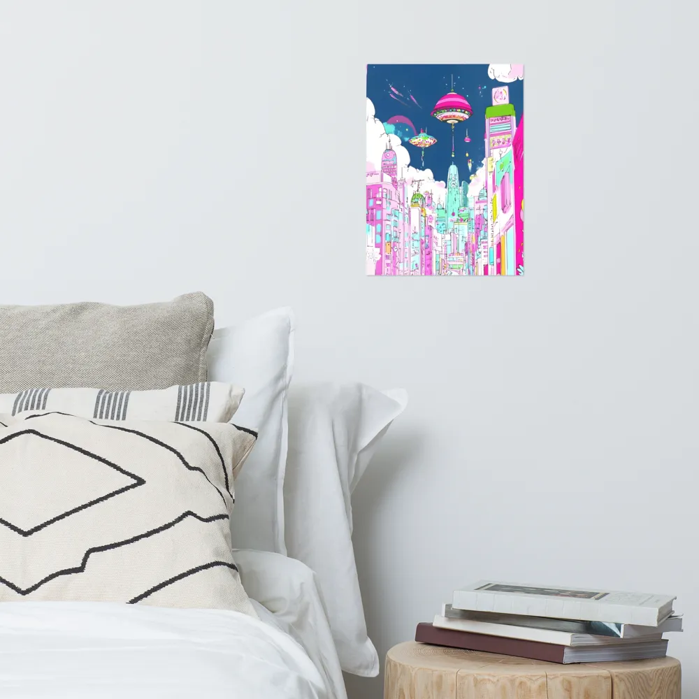 Futuristic Cityscape with Floating Structures | Poster | 12″×16″