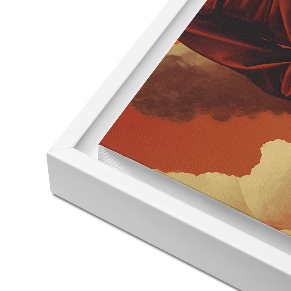 Defiant Spirit in a Surreal Landscape | Canvas with White Frame | 18″×24″