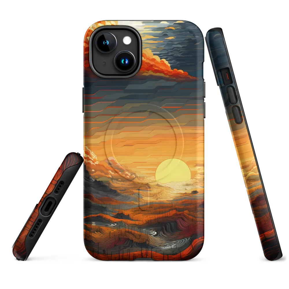 Ethereal Sunset: A Serene Landscape in Flowing Forms | Phone Case |  15 Plus | MagSafe® Tough Case | Matte