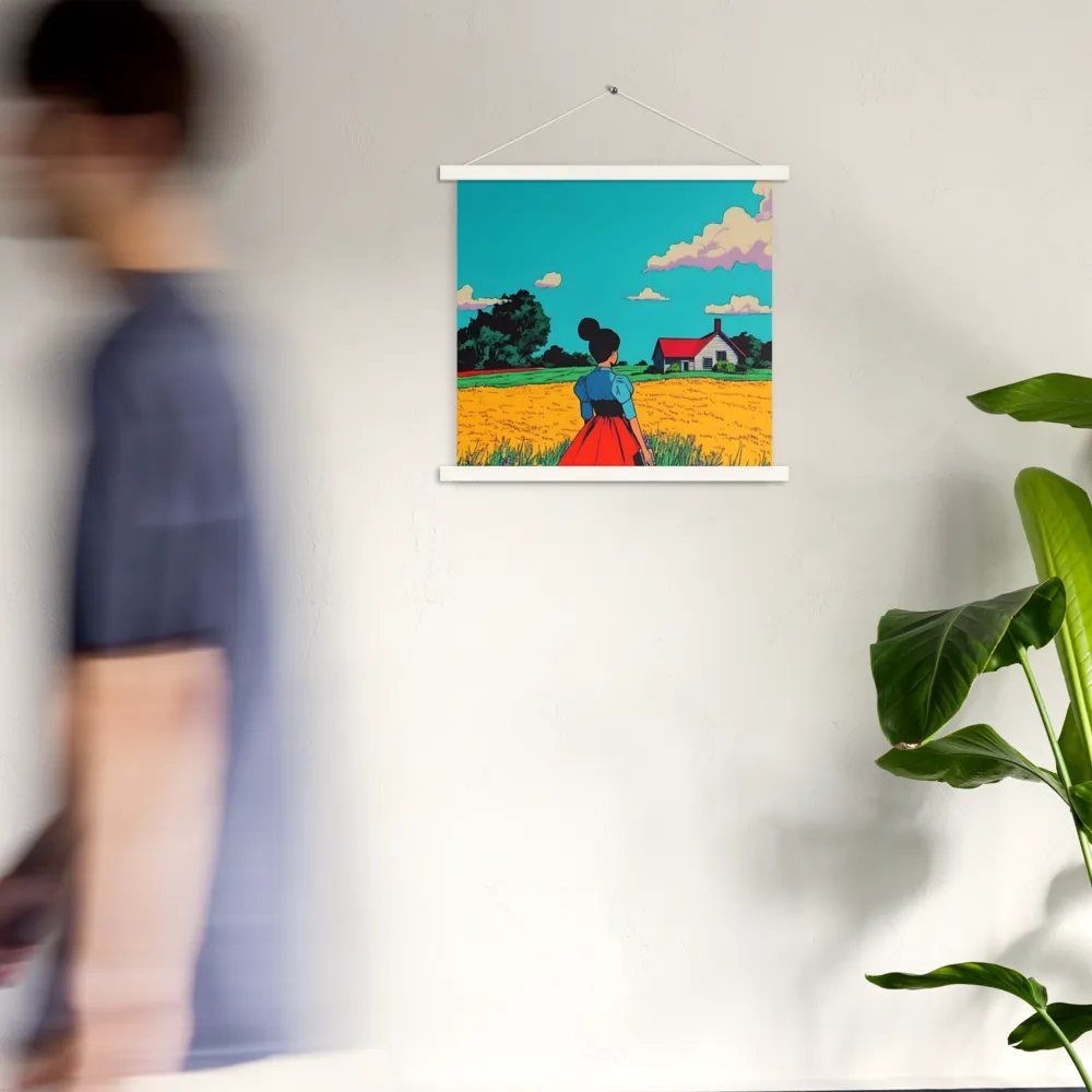 Whispers of a Sunlit Meadow | Poster With White Wood Hanger | 18″×18″