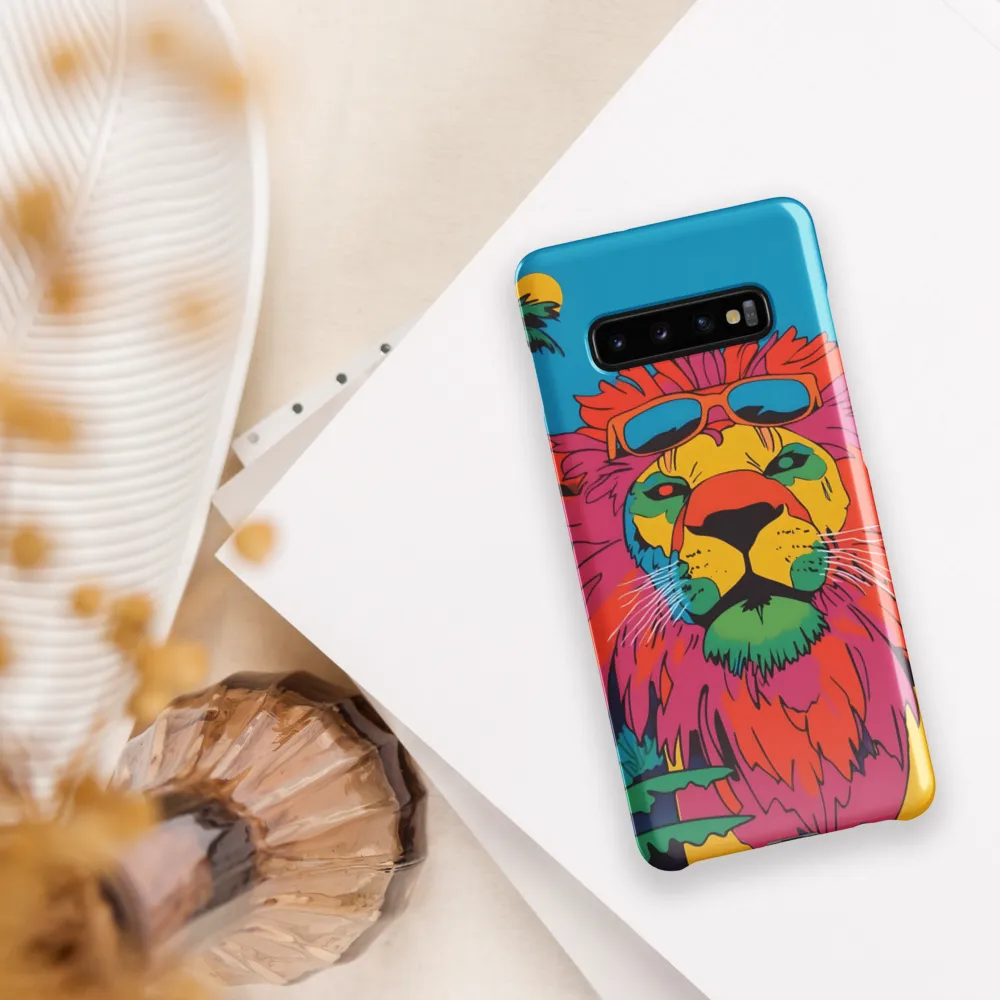 Lion with Sunglasses: A Vibrant Tropical Portrait | Phone Case |  S10 Plus | Snap Case | Glossy