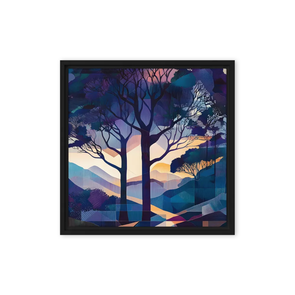 Tranquil Geometry: A Journey Through Color | Canvas with Black Frame | 16″×16″