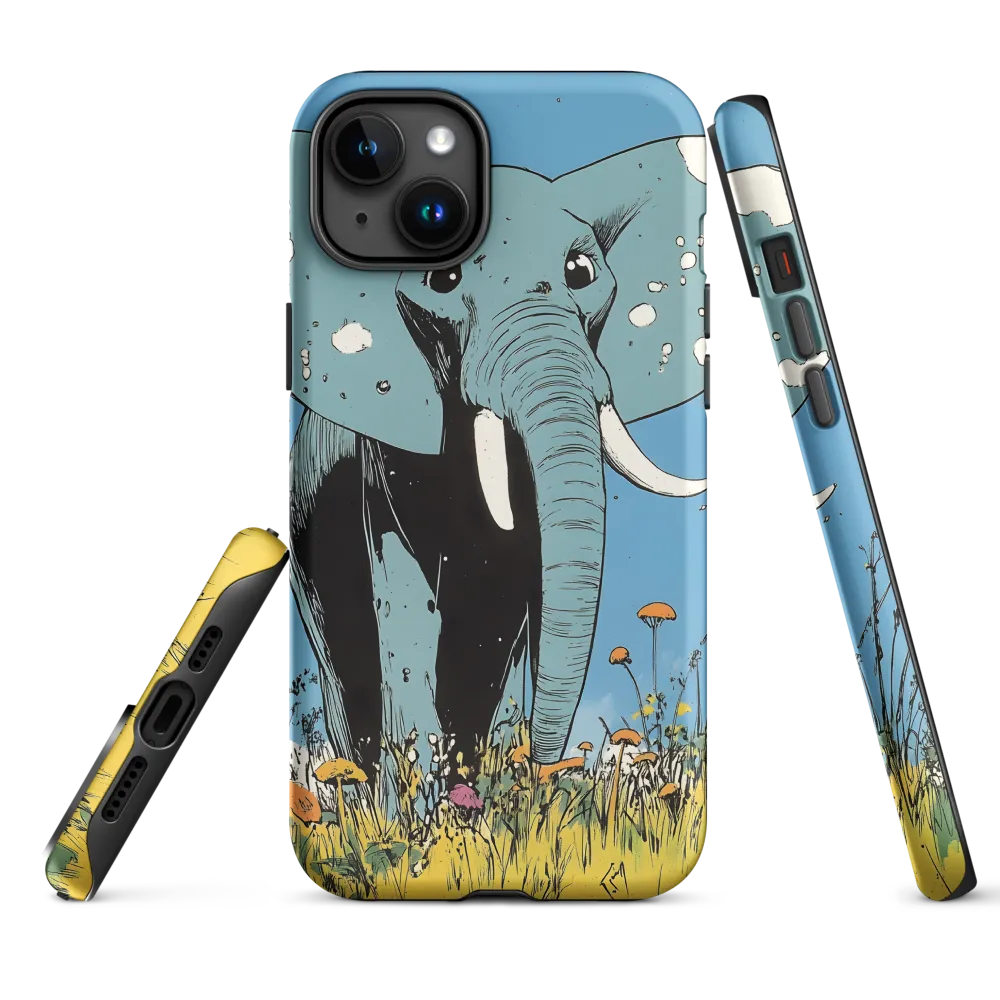 Whimsical Blue Elephant in Bloom