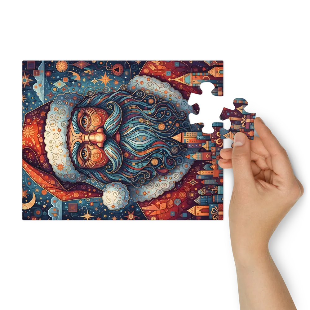 Starlit Santa 
 Jigsaw Puzzle in Tin Box