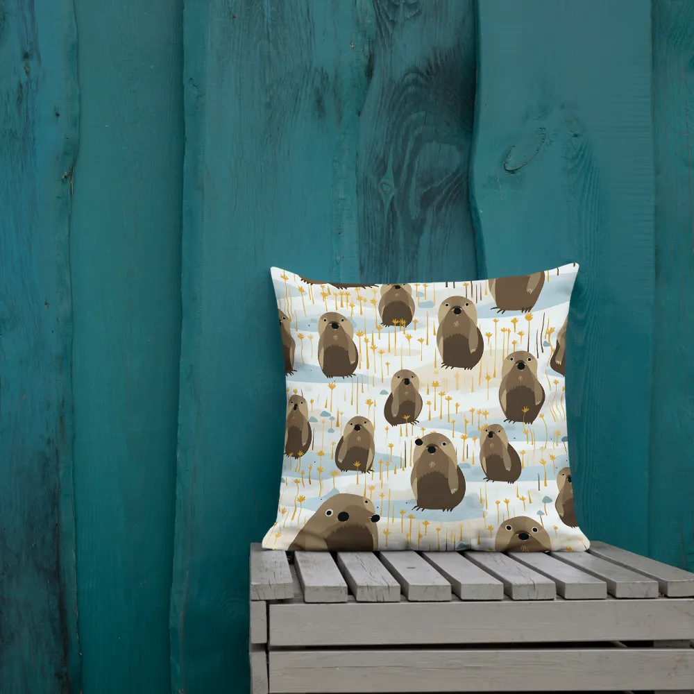 Whimsical Waters: A Celebration of Otters and Seals | Pillow | 18″×18″