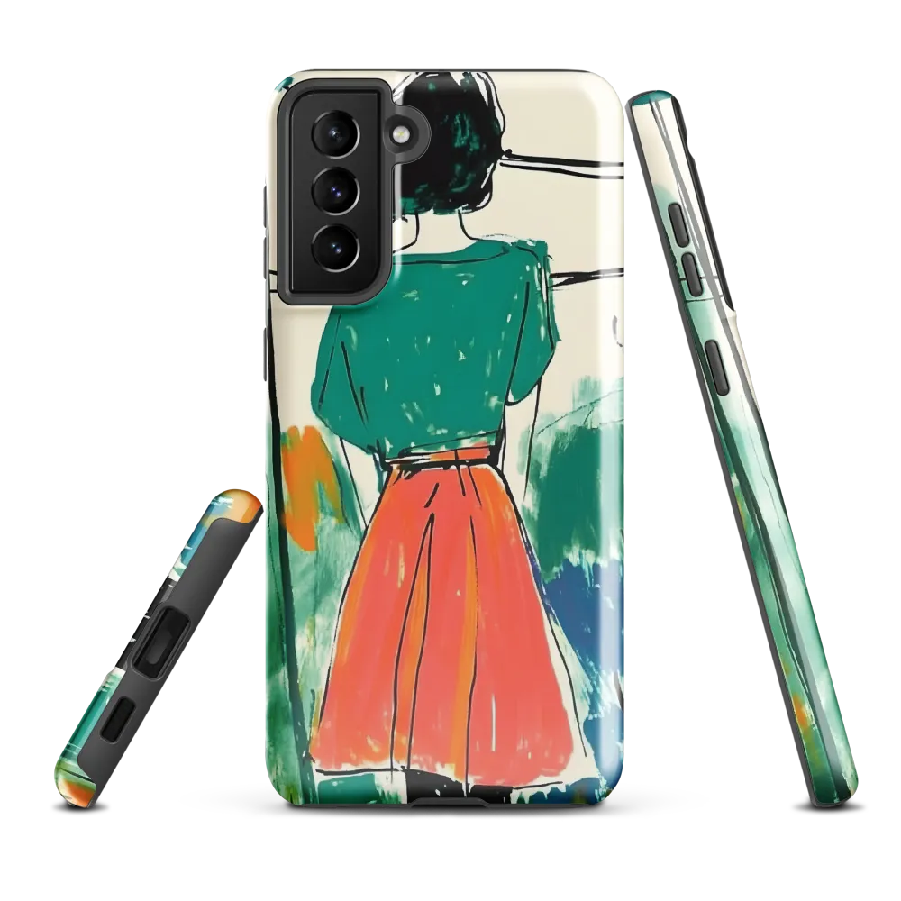 Figure in Teal and Coral
