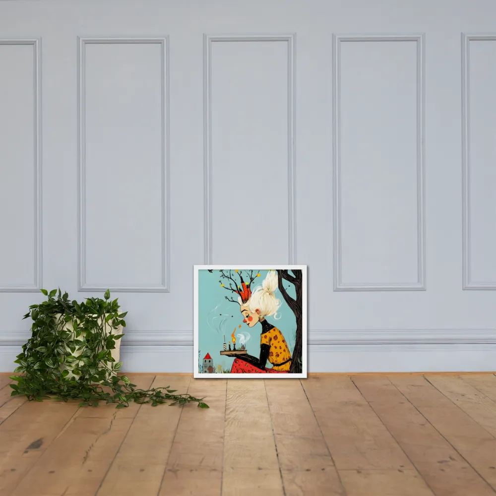 Whimsical Nature Girl | Poster with White Frame | 18″×18″