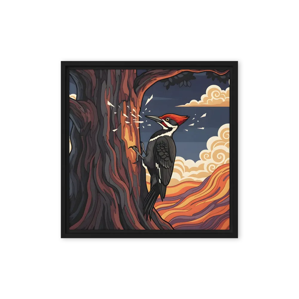 Woodpecker at Dusk 
 Canvas with Black Frame